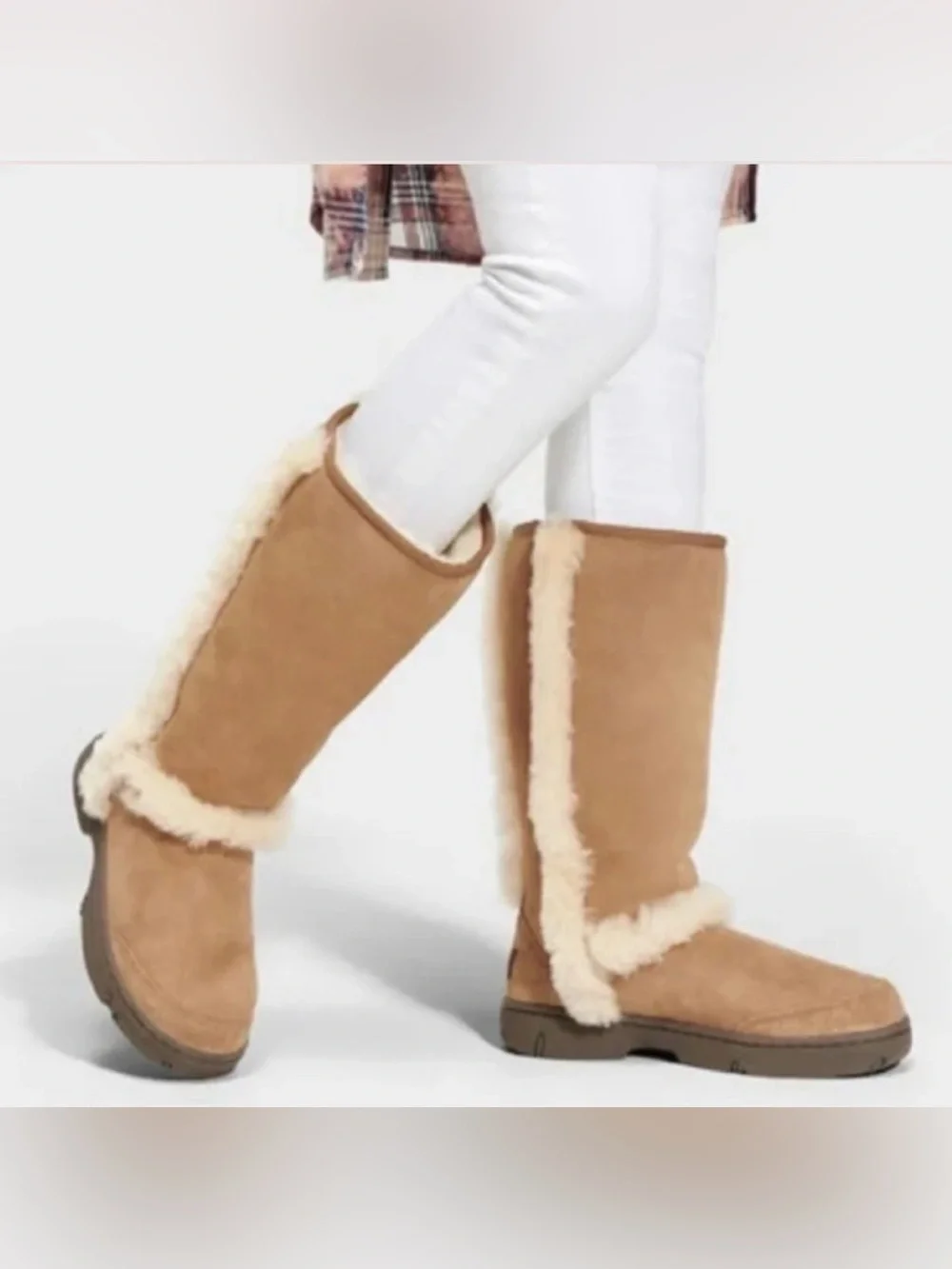 UGG Sunburst Chestnut Brown Suede Tall 5218 Sheepskin Lined Boots Size 7